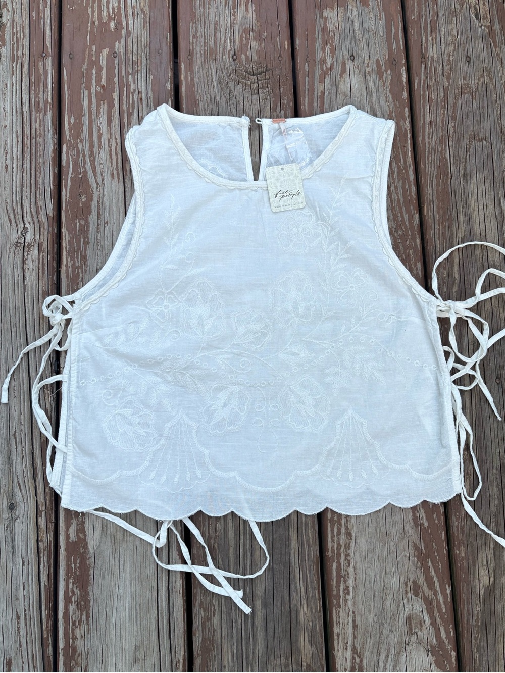 Free People Faded Gardens Tank – White, NWT Sz Med